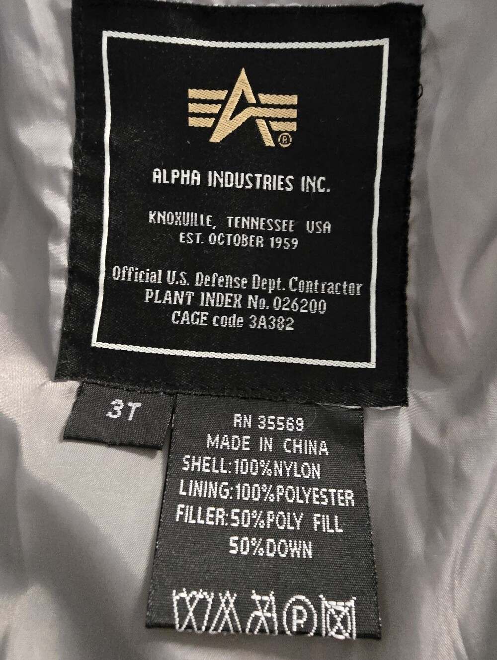 ALPHA IND. Black Kid's Puffer Jacket with Hood And Embroidered Logo - Picture 14 of 16